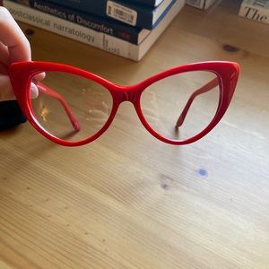 Red cat eye glasses